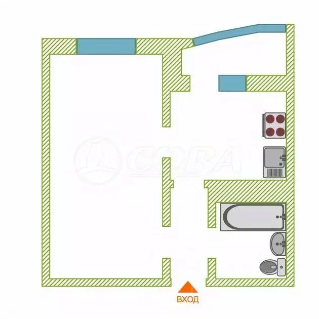 1-к кв. Тюменская область, Тюмень ул. Александра Митинского, 6 (40.9 ... - Фото 2