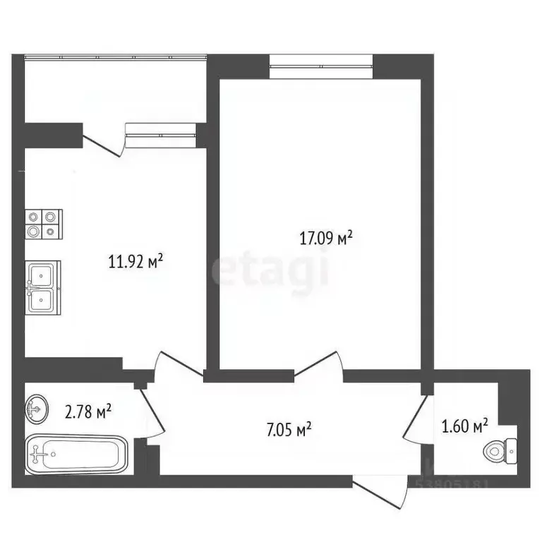 1-к кв. Ростовская область, Ростов-на-Дону ул. Подвойского, 68 (43.0 ... - Фото 2