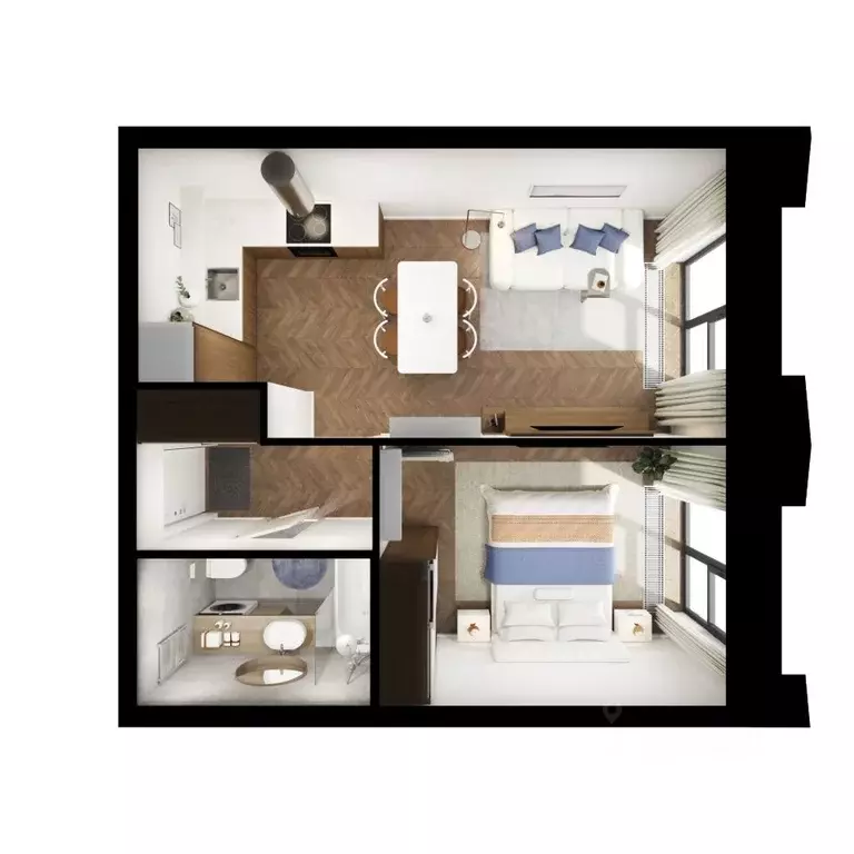 1-к кв. Татарстан, Казань Ботаническая 3 жилой комплекс, 2 (38.0 м) - Фото 2