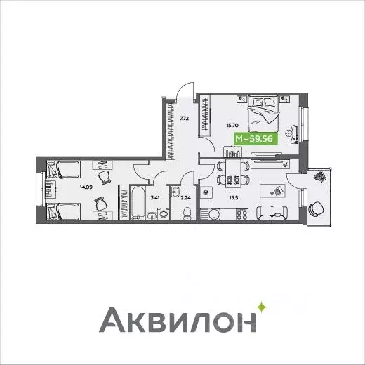 2-к кв. Архангельская область, Северодвинск  (60.37 м) - Фото 0