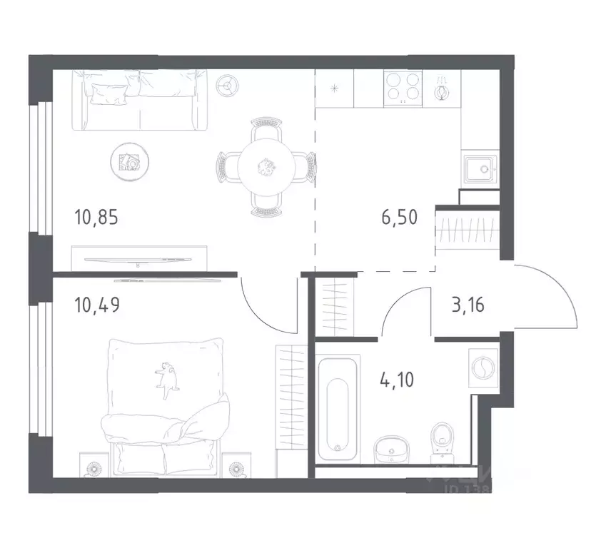 1-к кв. Московская область, Ленинский городской округ, Мисайлово пгт, ... - Фото 1