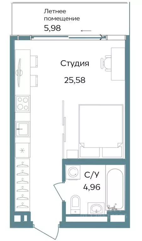 Студия Крым, Саки ул. Морская (36.59 м) - Фото 0