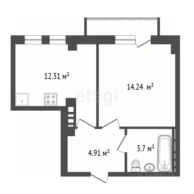 1-к кв. Красноярский край, Красноярск Норильская ул., 34 (36.1 м) - Фото 2