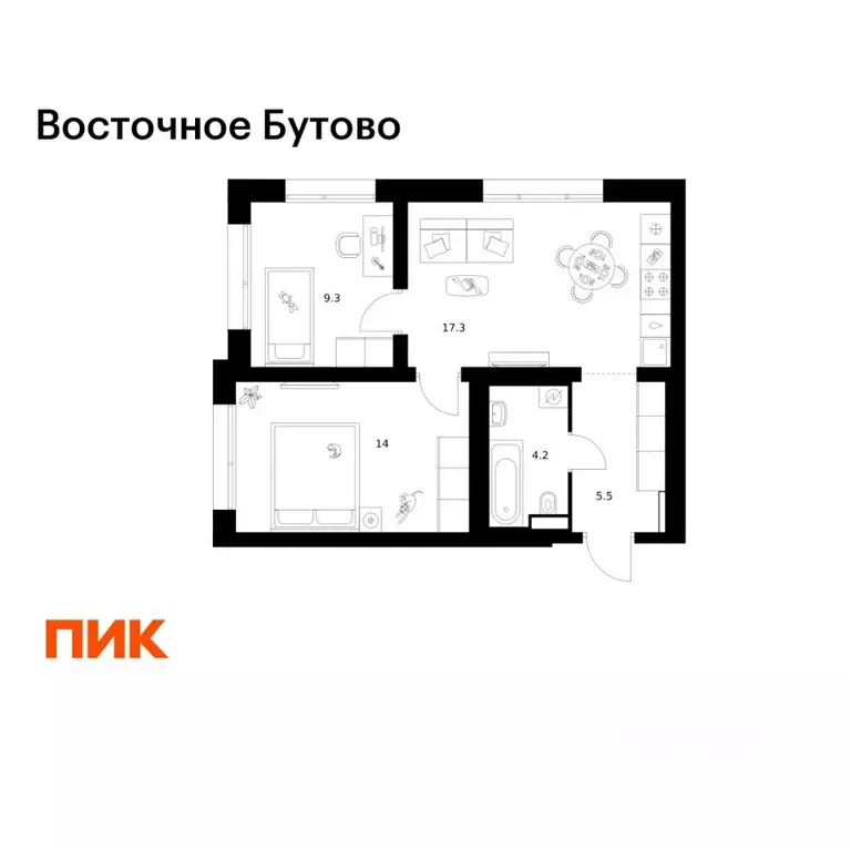 2-к кв. Московская область, Ленинский городской округ, Боброво пгт ... - Фото 1