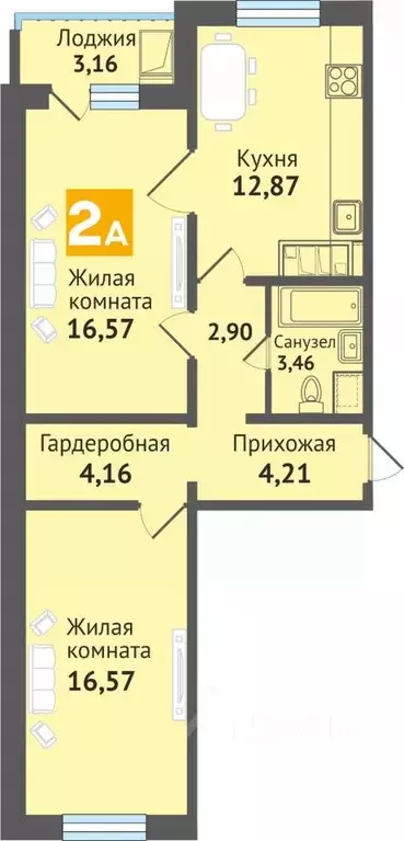 2-к кв. Марий Эл, Медведево городское поселение, Медведево пгт ул. ... - Фото 1