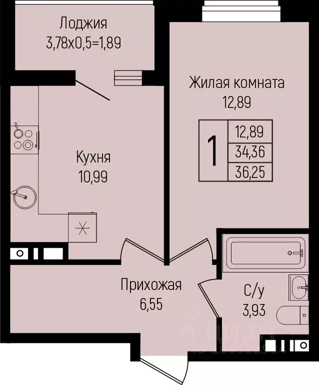 1-к кв. Краснодарский край, Краснодар ул. Михаила Барибана (36.25 м) - Фото 0