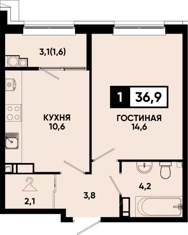 1-к кв. Ставропольский край, Кисловодск  (36.9 м) - Фото 0