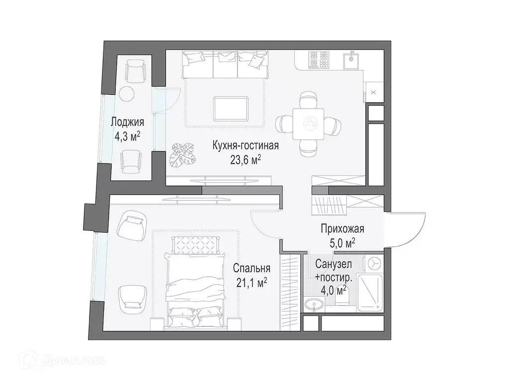 Продаётся 1-к квартира, 56.7 м - Фото 0