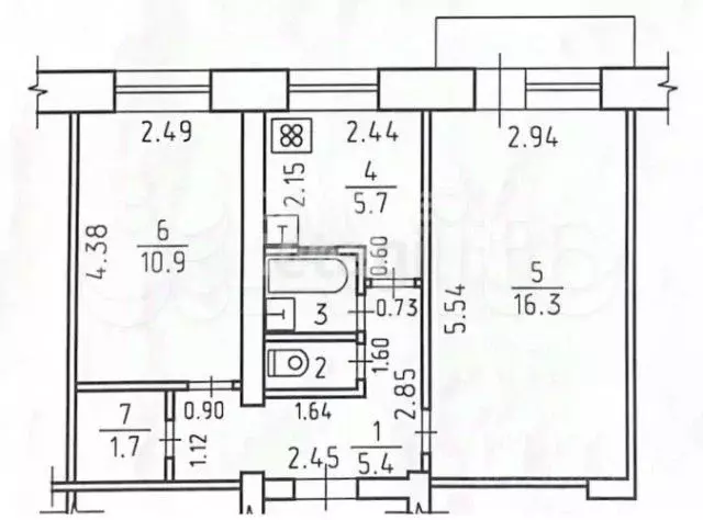 2-к. квартира, 44 м, 3/5 эт. - Фото 0