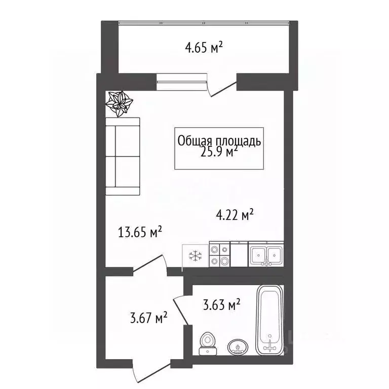 Студия Новосибирская область, Новосибирск ул. Немировича-Данченко, ... - Фото 2