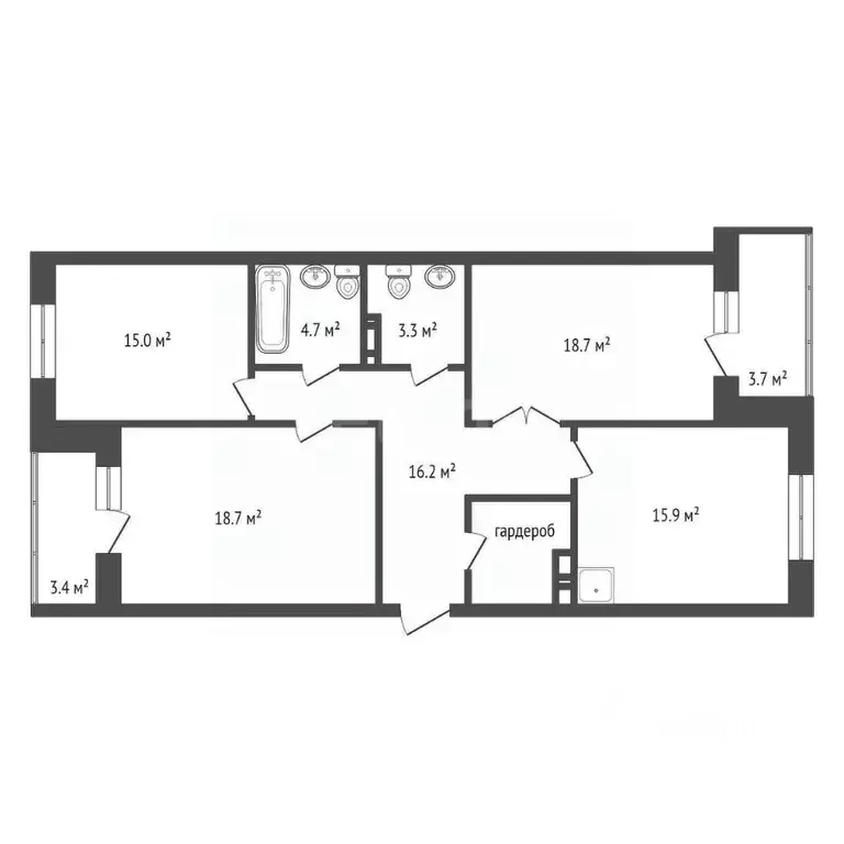 3-к кв. Красноярский край, Красноярск ул. Авиаторов, 43 (95.7 м) - Фото 2