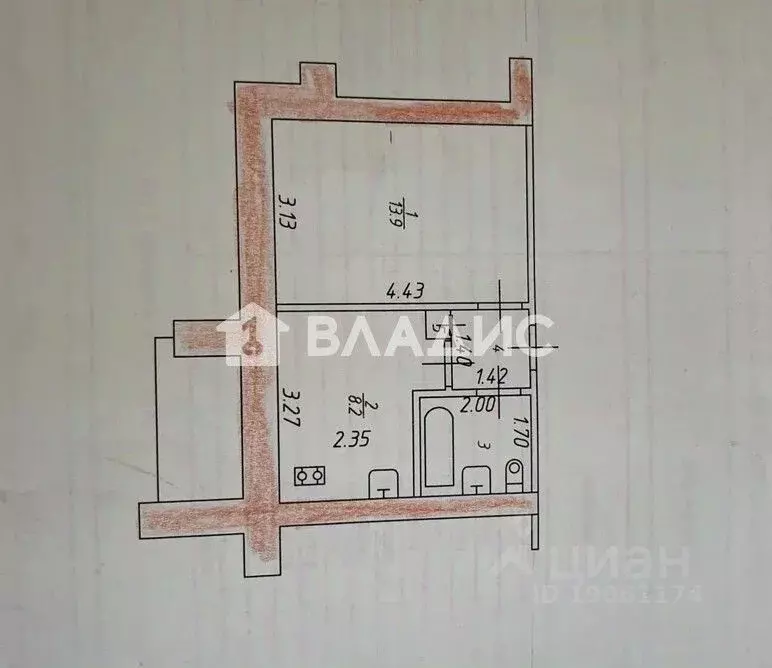 1-к кв. Татарстан, Казань ул. Восстания, 123а (27.8 м) - Фото 2