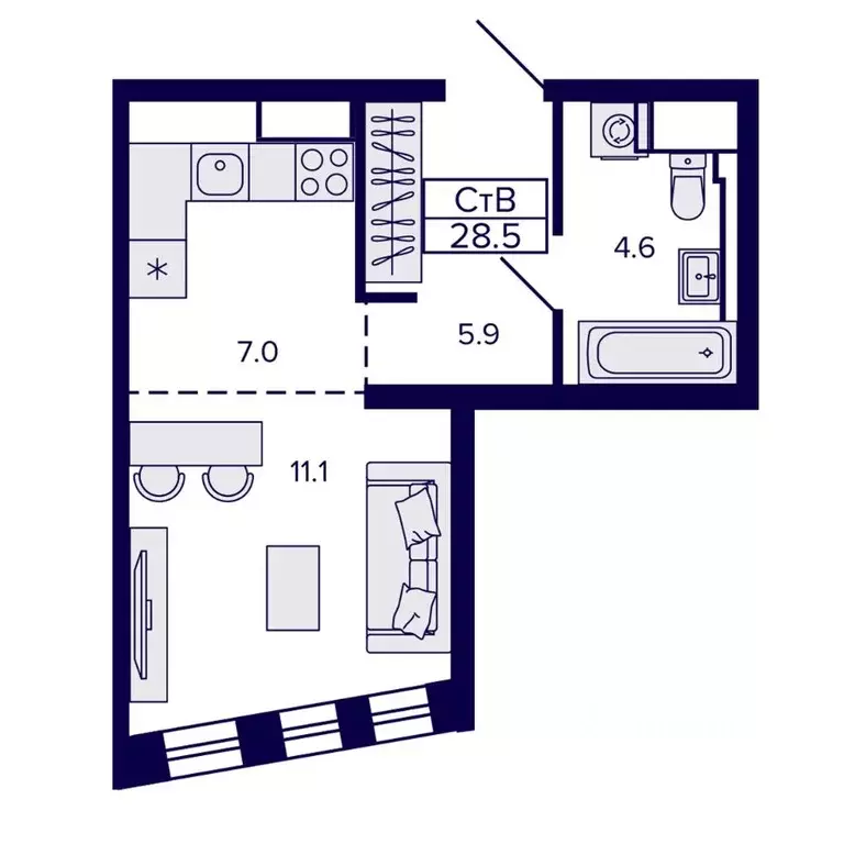Студия Хабаровский край, Хабаровск ул. Карла Маркса, 96/1 (28.55 м) - Фото 1