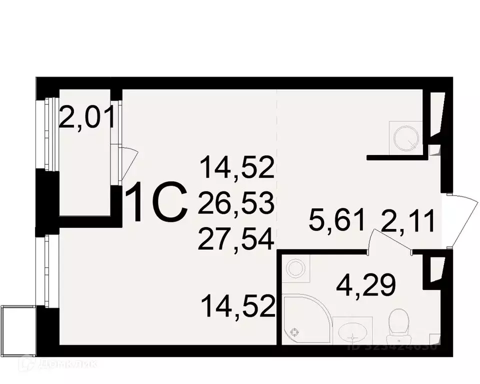 1-к кв. Рязанская область, Рязань Свобода жилой комплекс (27.54 м) - Фото 2