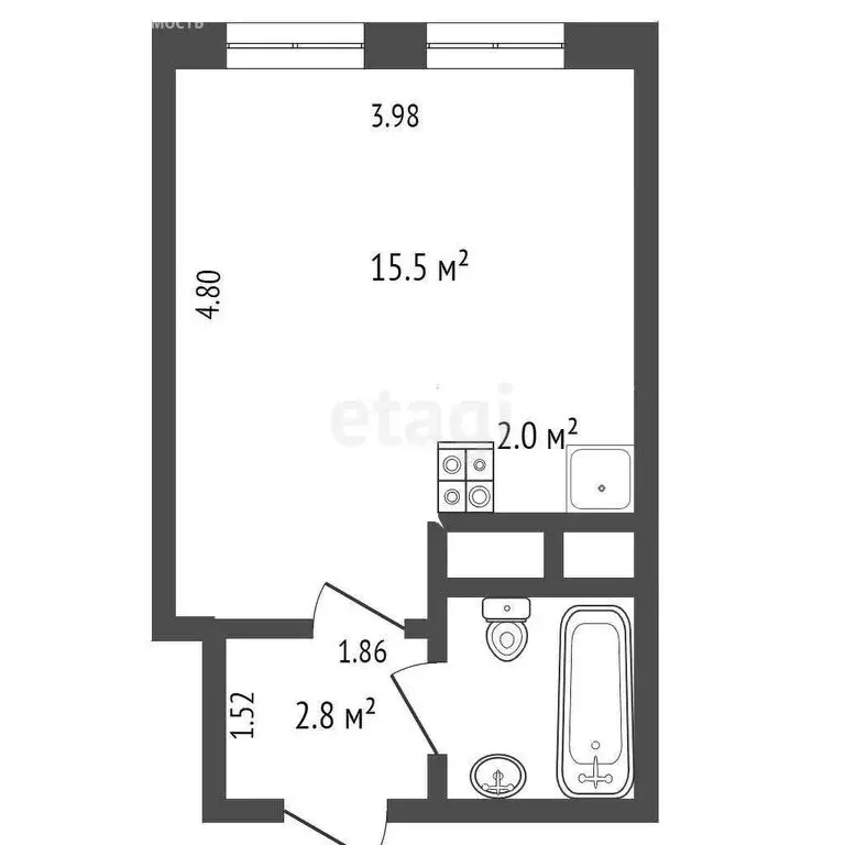 Квартира-студия: Балашиха, улица Яганова, 12 (23.6 м) - Фото 1