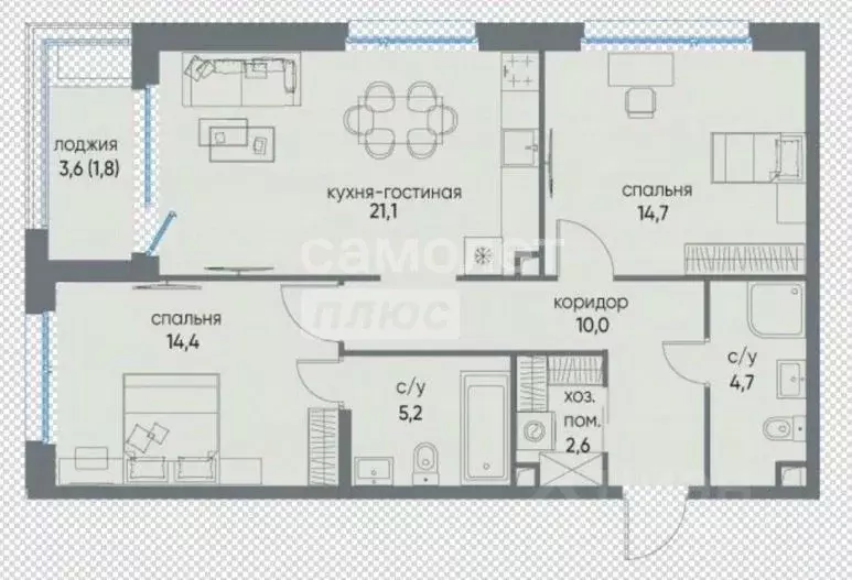 2-к кв. Москва ул. Нижние Мневники, 12 (74.5 м) - Фото 1