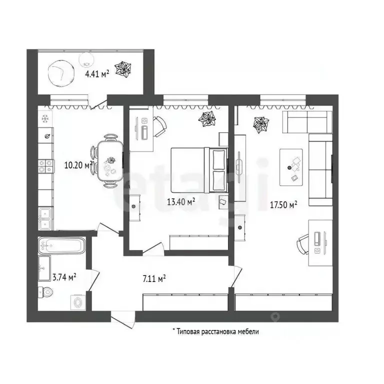 2-к кв. Тюменская область, Тюмень ул. Тимофея Кармацкого, 9 (54.1 м) - Фото 2