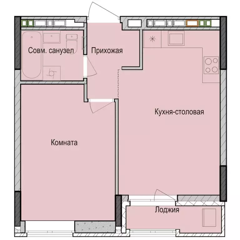 1-комнатная квартира: Казань, жилой район Седьмое Небо, ЖК Унай (41.6 ... - Фото 0