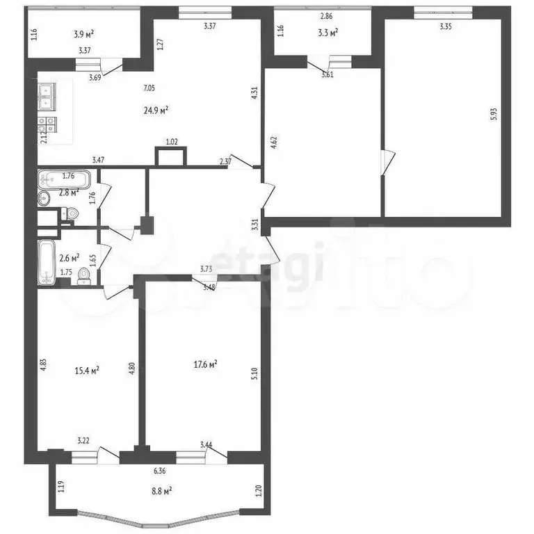 3-к. квартира, 120 м, 2/17 эт. - Фото 0