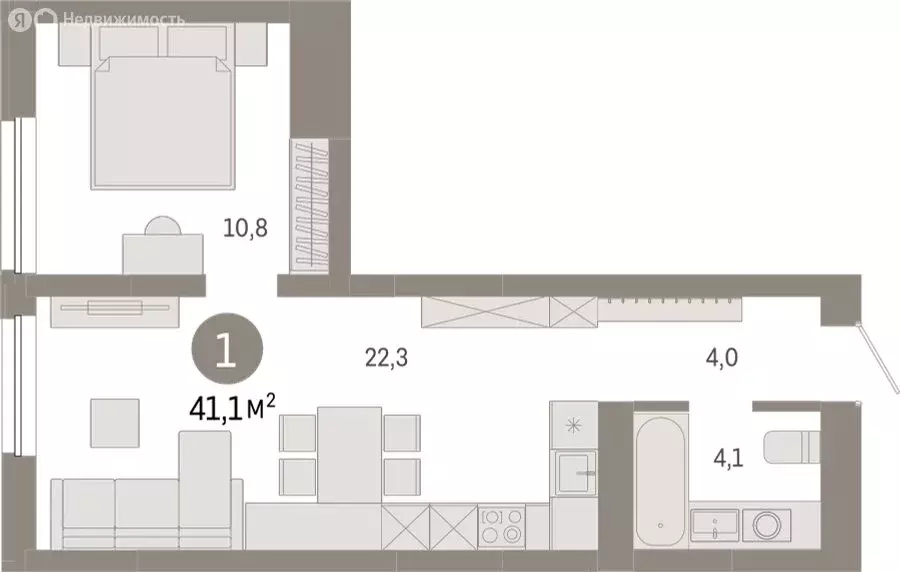 1-комнатная квартира: Екатеринбург, улица Войкова, 15 (41.08 м) - Фото 1