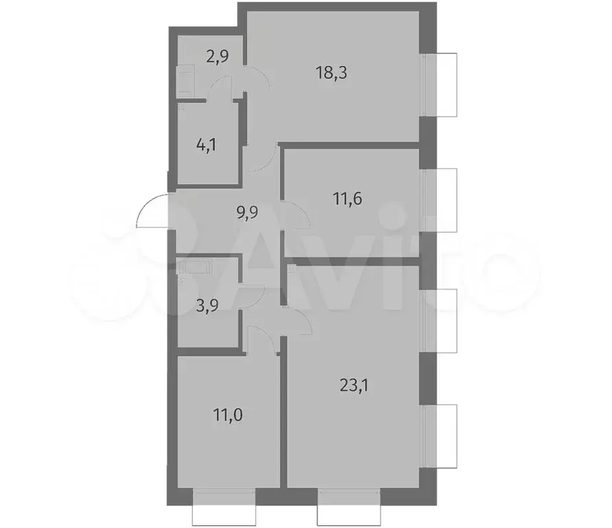 3-к. квартира, 84,8 м, 2/6 эт. - Фото 1