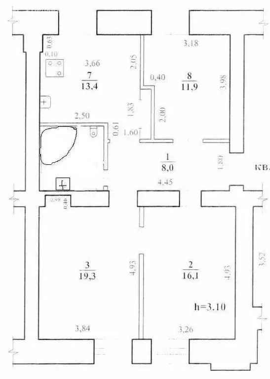 3-комнатная квартира: Чита, Амурская улица, 84 (74.1 м) - Фото 1