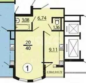 1-к кв. Краснодарский край, Горячий Ключ ул. Бабушкина, 36 (40.0 м) - Фото 2