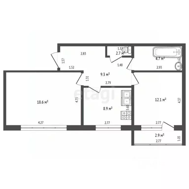 2-к кв. Ханты-Мансийский АО, Ханты-Мансийский район, пос. ... - Фото 2