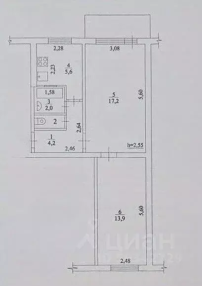 2-к кв. Архангельская область, Новодвинск ул. Димитрова, 11 (44.8 м) - Фото 1