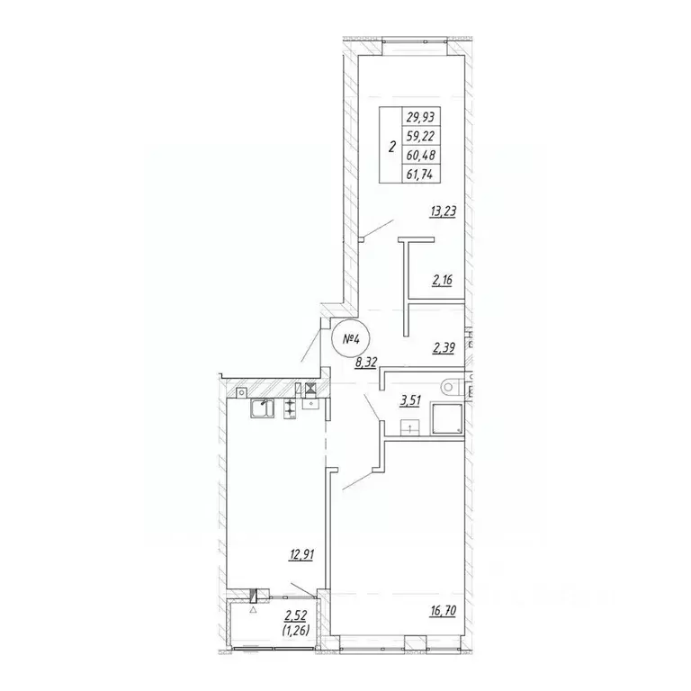2-к кв. Калининградская область, Зеленоградск  (61.74 м) - Фото 1