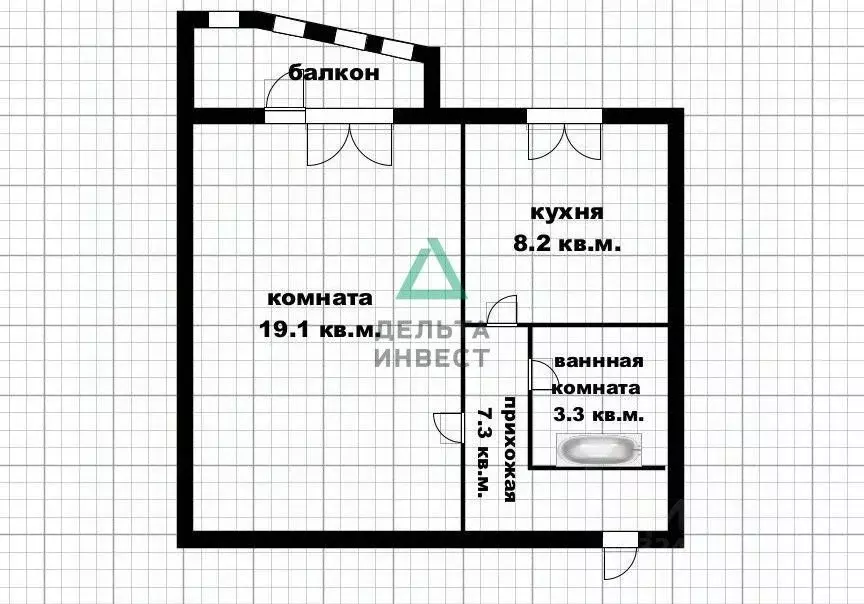 1-к кв. Башкортостан, Уфа Караидельская ул., 54/1 (30.5 м) - Фото 2