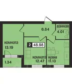 2-к кв. Владимирская область, Муром ул. 1-я Новослободская (48.98 м) - Фото 0