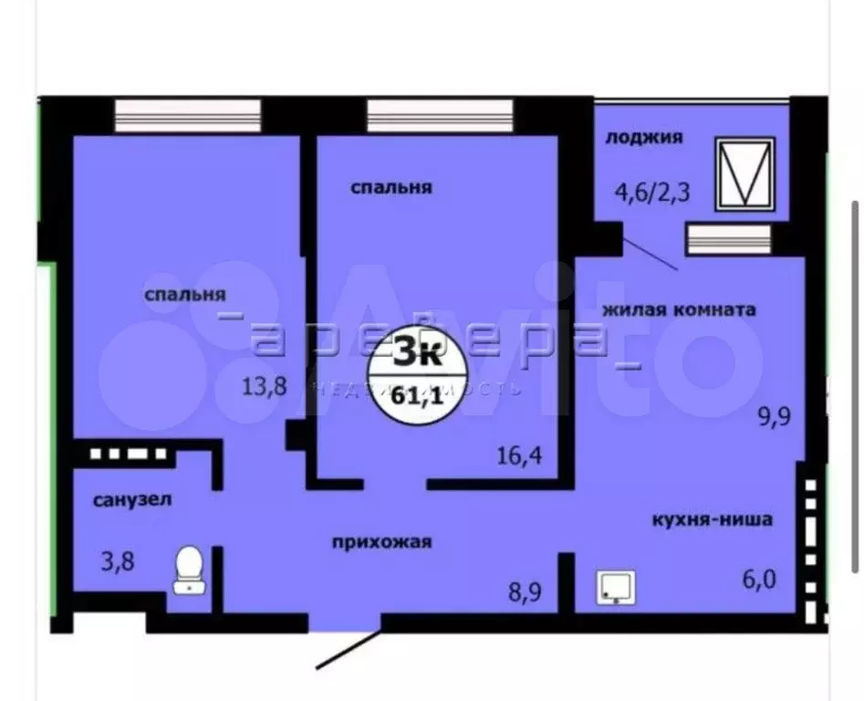3-к. квартира, 60 м, 17/19 эт. - Фото 0