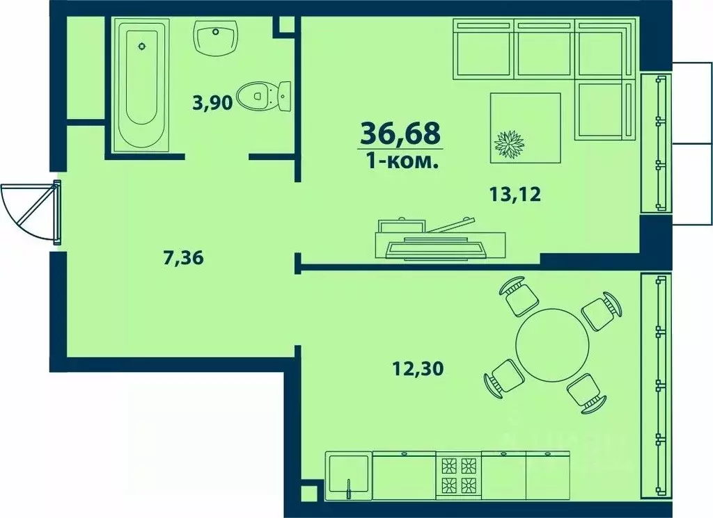 1-к кв. Башкортостан, Уфа ул. Ивана Спатара, 14 (36.68 м) - Фото 1