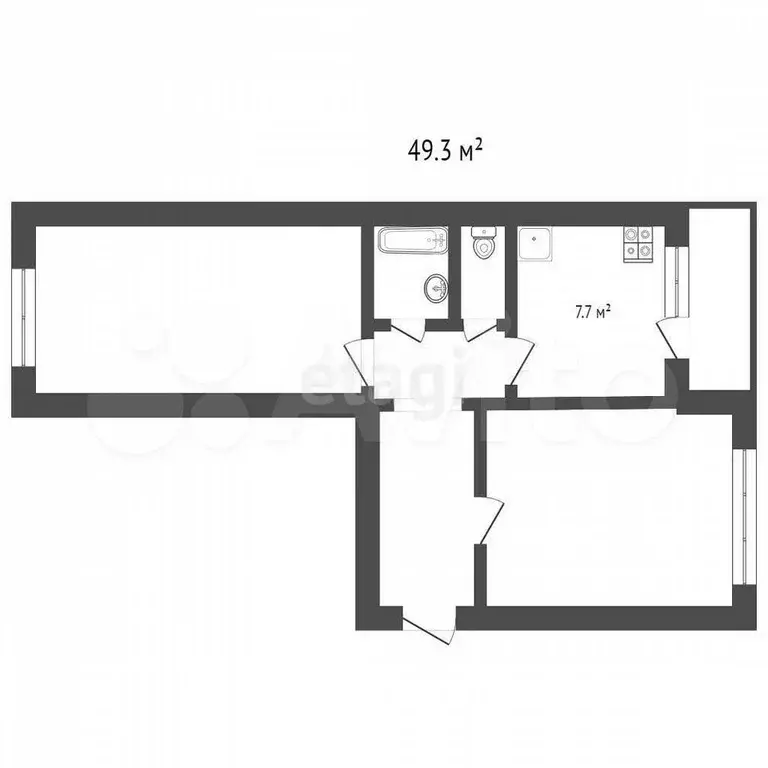 2-к. квартира, 51 м, 5/5 эт. - Фото 0