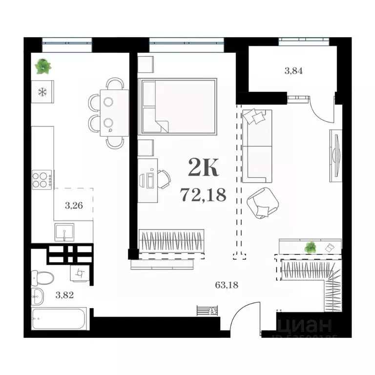 2-к кв. Приморский край, Владивосток ул. Леонова, 54 (72.18 м) - Фото 0