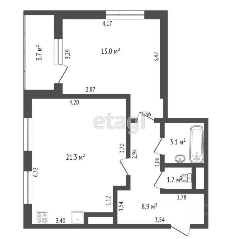 1-к кв. Тюменская область, Тюмень ул. 50 лет Октября, 75к2 (49.1 м) - Фото 1