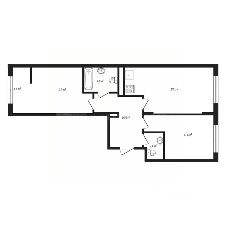 2-к кв. Тюменская область, Тюмень ул. Братьев Бондаревых, 1 (65.0 м) - Фото 2