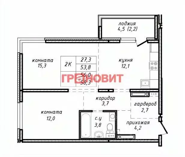 2-к кв. Новосибирская область, Новосибирск ул. Связистов, 162/1 (56.0 ... - Фото 1