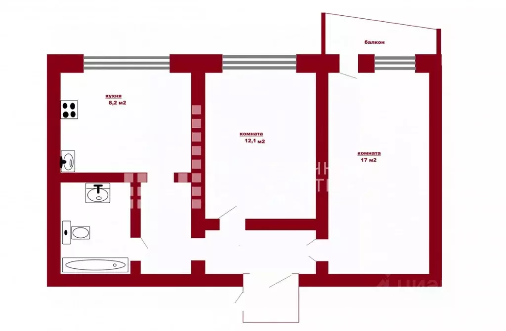 2-к кв. Ханты-Мансийский АО, Мегион ул. Сутормина, 2 (51.2 м) - Фото 1