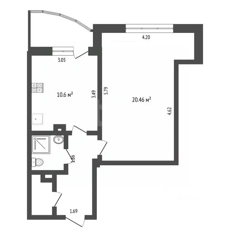 1-к кв. Тюменская область, Тюмень ул. Станислава Карнацевича, 5 (40.9 ... - Фото 1