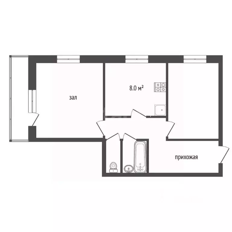 2-к кв. Тамбовская область, Тамбов Ореховая ул., 20 (54.4 м) - Фото 1
