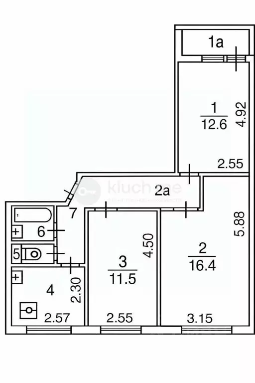 3-к кв. Москва Бирюлевская ул., 30 (58.1 м) - Фото 2