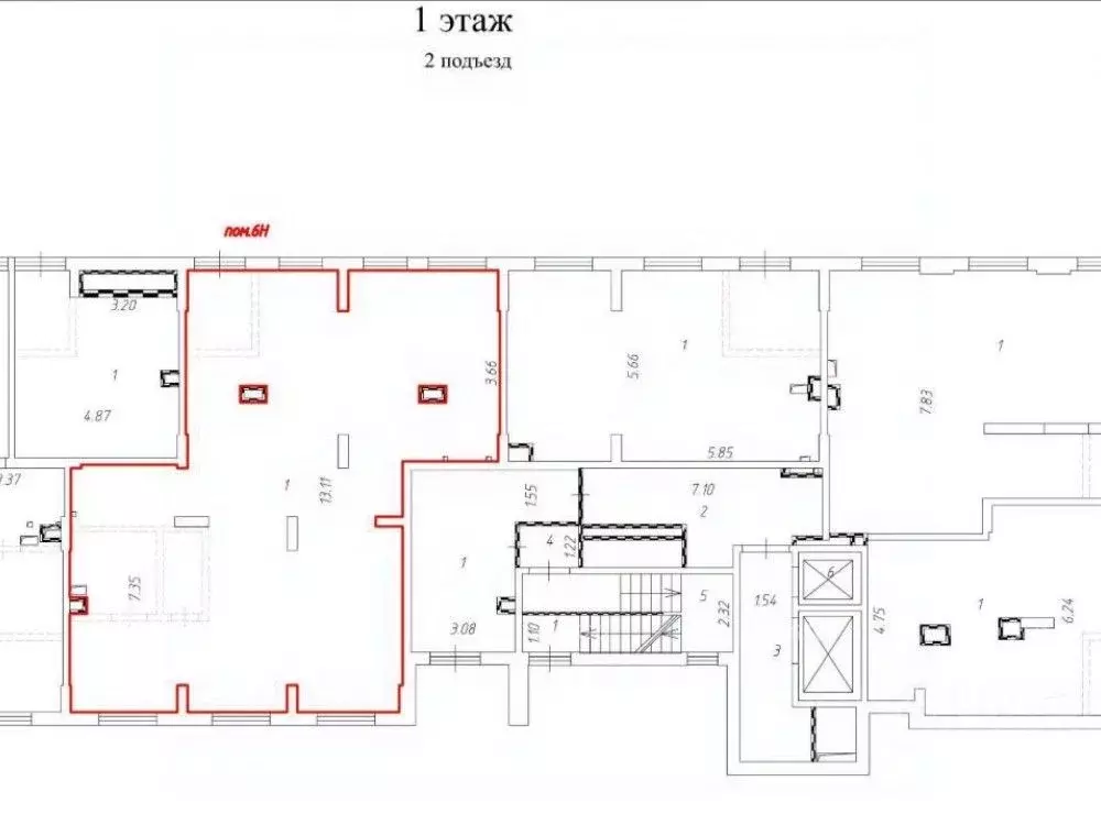 Помещение свободного назначения в Москва № 61 кв-л, 14 (122 м) - Фото 2