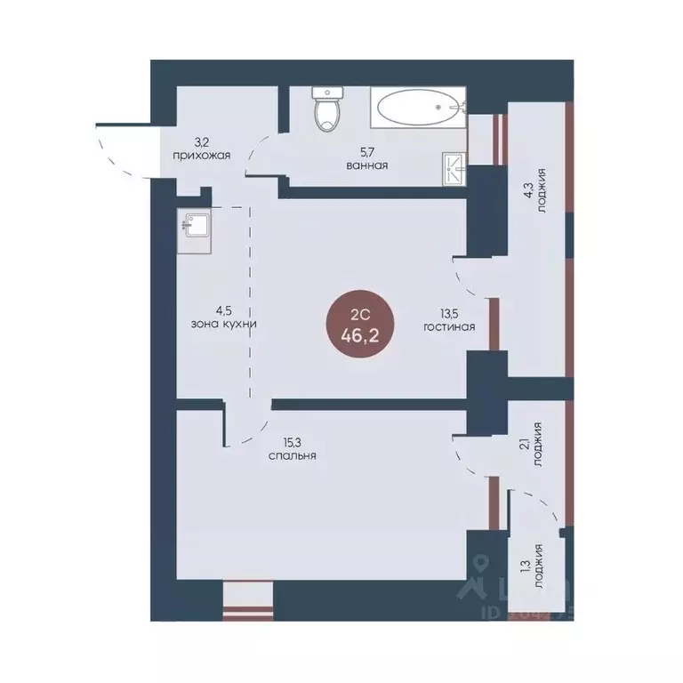 2-к кв. Томская область, Томск Телецентр мкр, ул. Белозерская, 10/1 ... - Фото 1