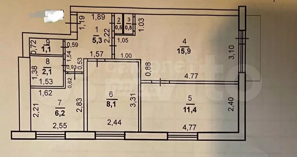 3-к. квартира, 52,7 м, 2/5 эт. - Фото 0