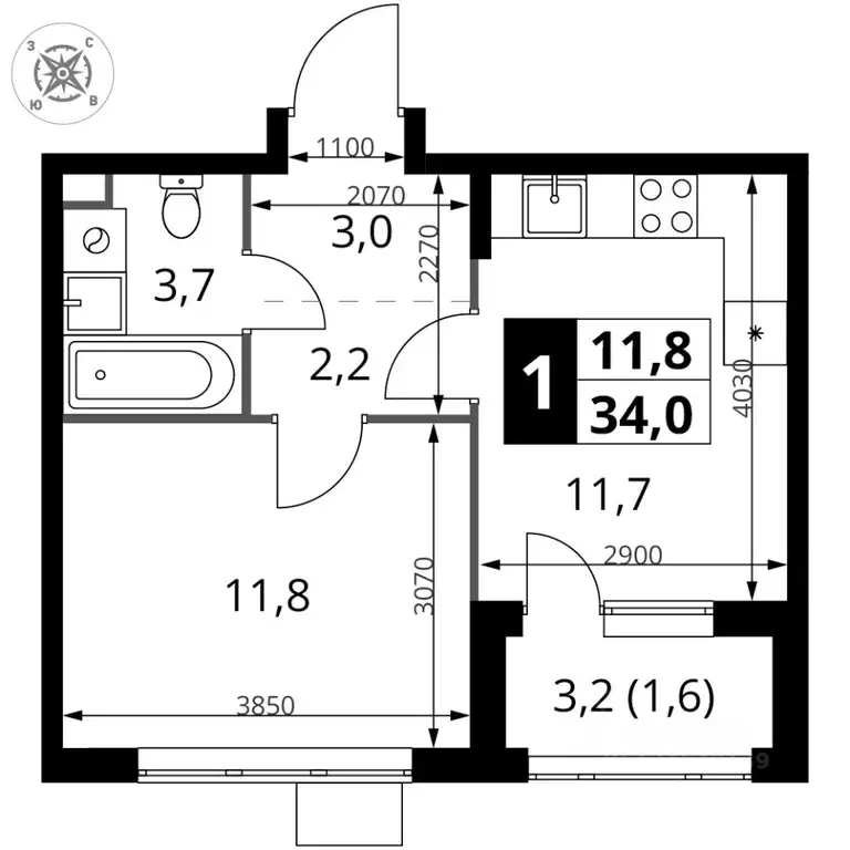 1-к кв. Московская область, Химки Подрезково мкр, 1-й Шереметьевский ... - Фото 1