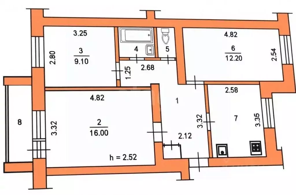 3-к кв. Чувашия, Чебоксары ул. Ашмарина, 23 (60.0 м) - Фото 2
