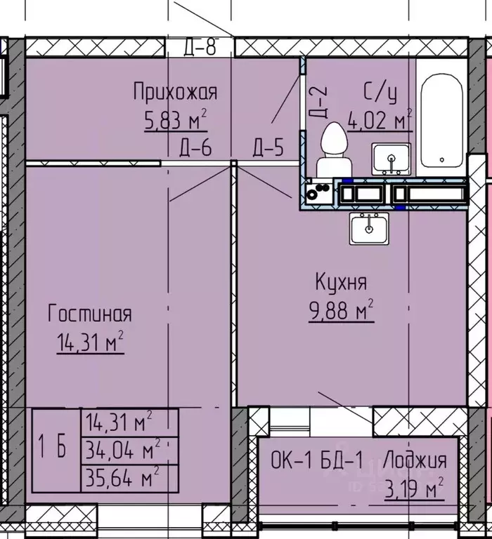 1-к кв. Татарстан, Нижнекамск ул. Баки Урманче, 12 (35.64 м) - Фото 1