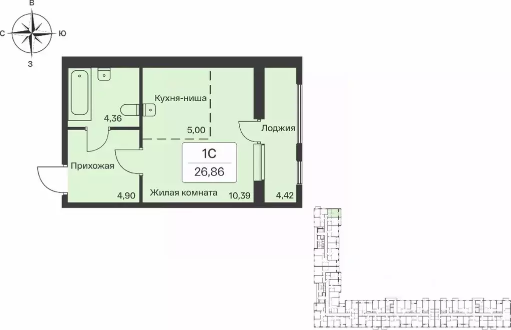 Студия Ленинградская область, Всеволожский район, Заневское городское ... - Фото 1